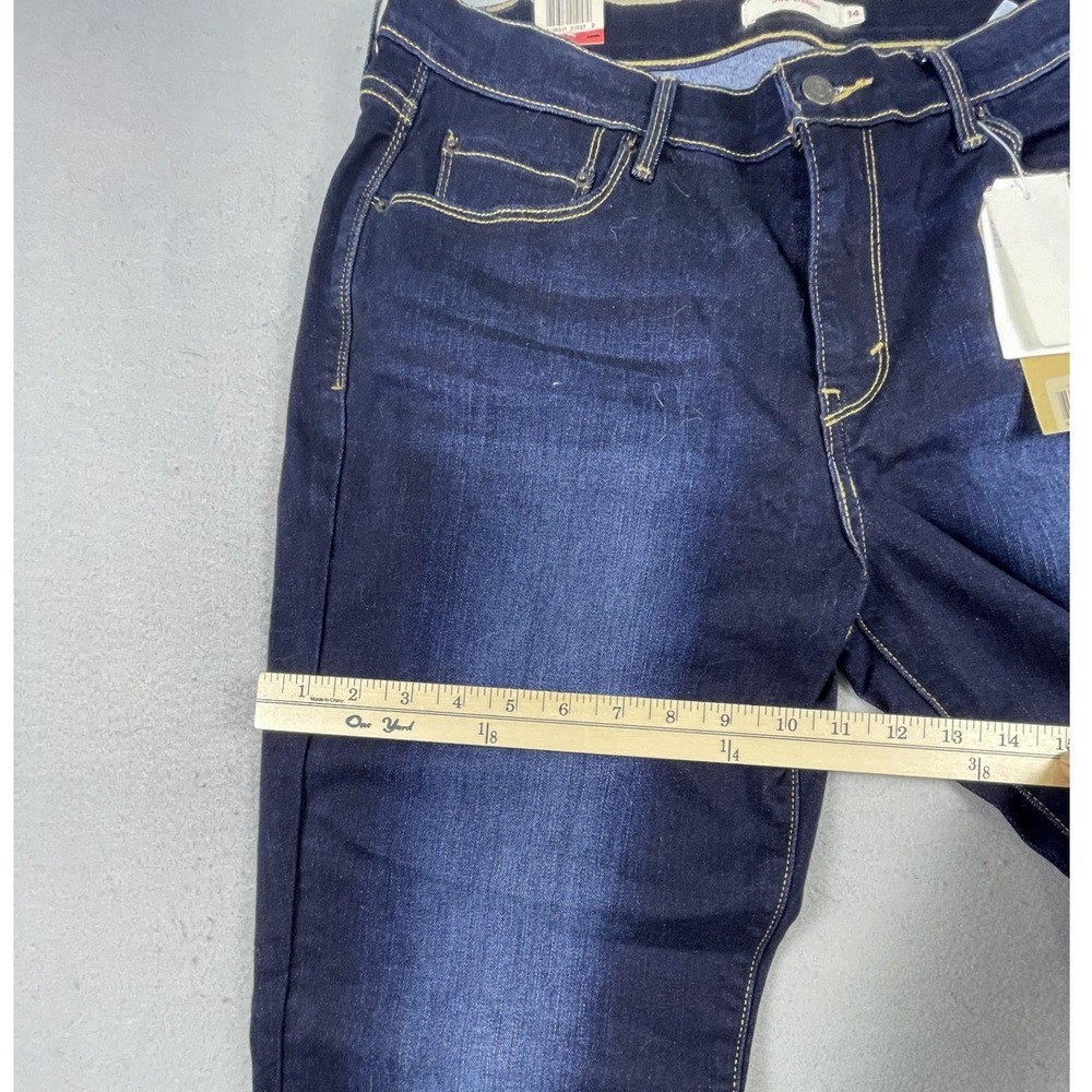 Levi's Jeans Women 14S Blue 505 Straight Mid Rise Dark Wash Stretch Denim NWT - Picture 9 of 11